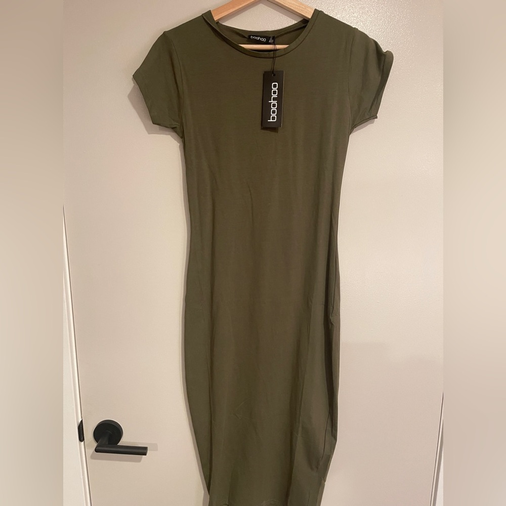 NWT - Olive Green Bodycon MIDI Dress Size M